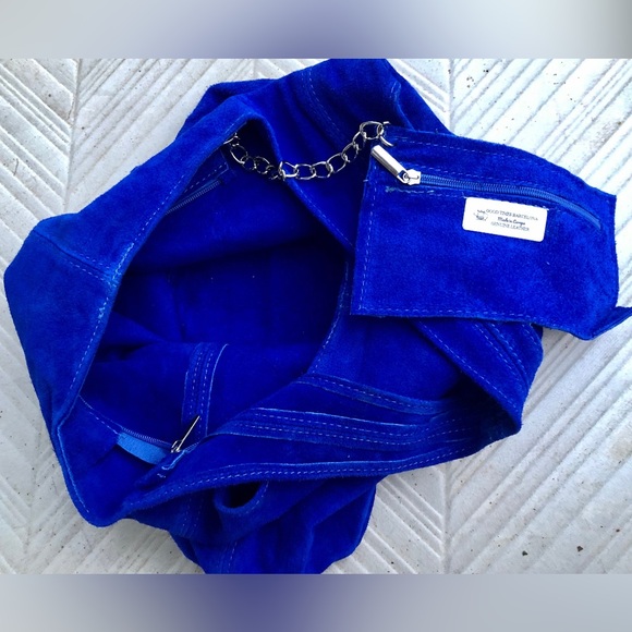 Cobalt Blue Suede Tote Bag - Picture 3 of 4